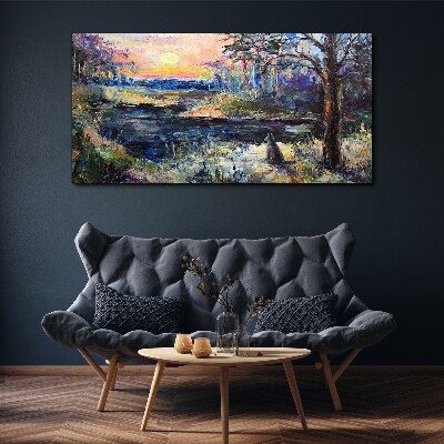 Tablou canvas Apus peste lac