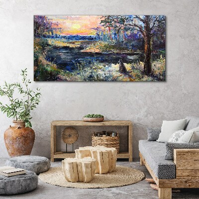 Tablou canvas Apus peste lac