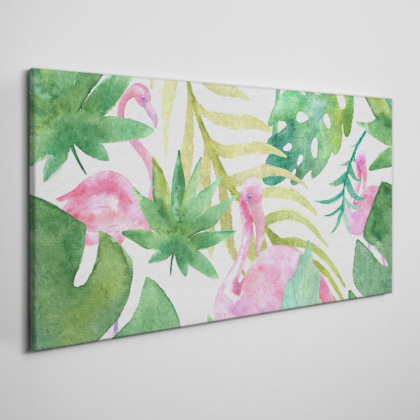 Tablou canvas Flamingo fericiți în jungla tropicală
