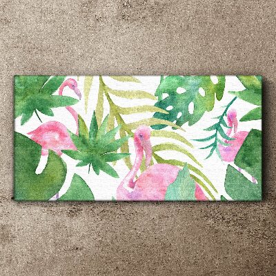 Tablou canvas Flamingo fericiți în jungla tropicală