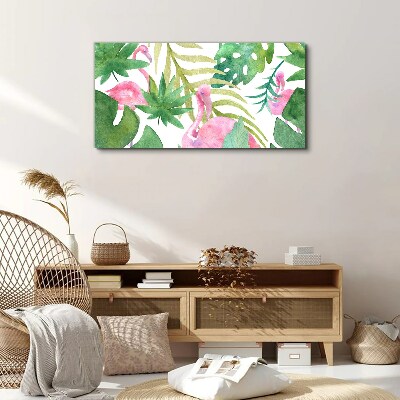 Tablou canvas Flamingo fericiți în jungla tropicală