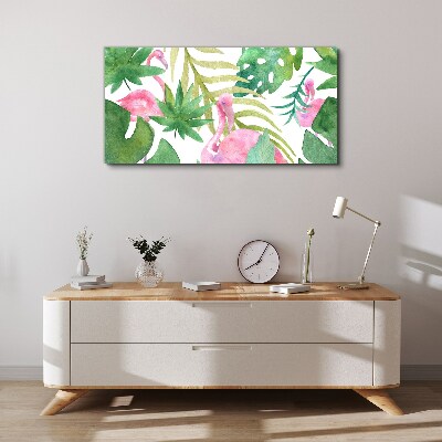 Tablou canvas Flamingo fericiți în jungla tropicală