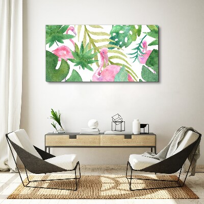 Tablou canvas Flamingo fericiți în jungla tropicală