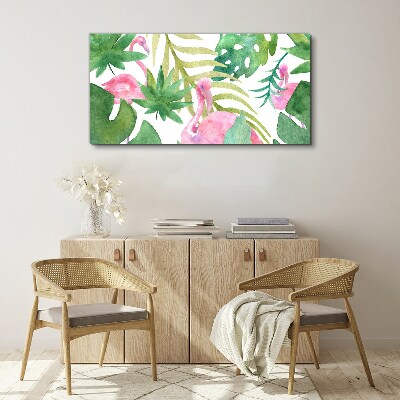 Tablou canvas Flamingo fericiți în jungla tropicală