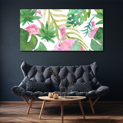 Tablou canvas Flamingo fericiți în jungla tropicală