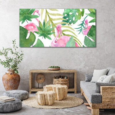 Tablou canvas Flamingo fericiți în jungla tropicală