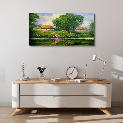Tablou canvas Peisaj rural liniștit lângă apă