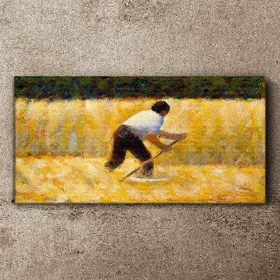 Tablou canvas Muncitor într-un câmp de cereale