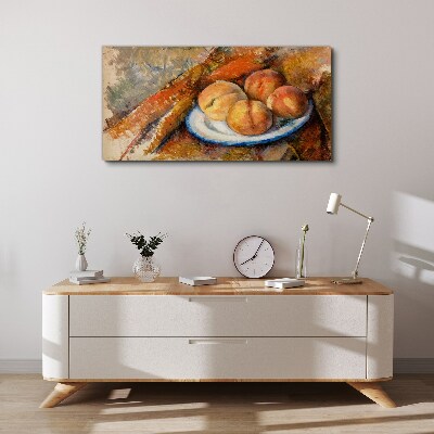 Tablou canvas Masa cu fructe in culori pastelate