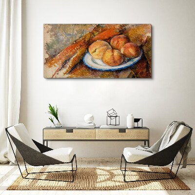 Tablou canvas Masa cu fructe in culori pastelate