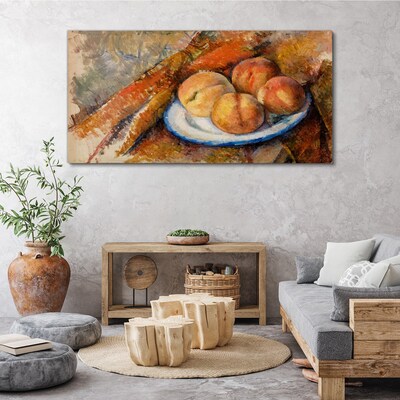 Tablou canvas Masa cu fructe in culori pastelate