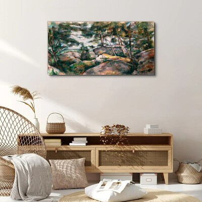 Tablou canvas Un peisaj pietros printre copaci