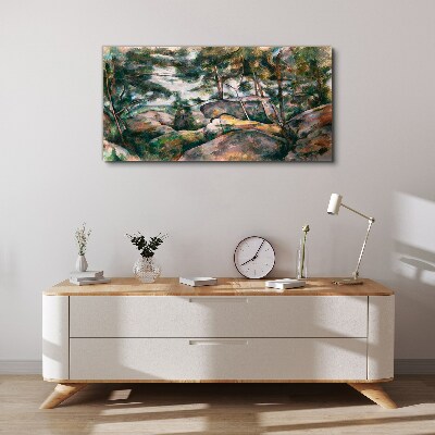 Tablou canvas Un peisaj pietros printre copaci