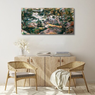 Tablou canvas Un peisaj pietros printre copaci