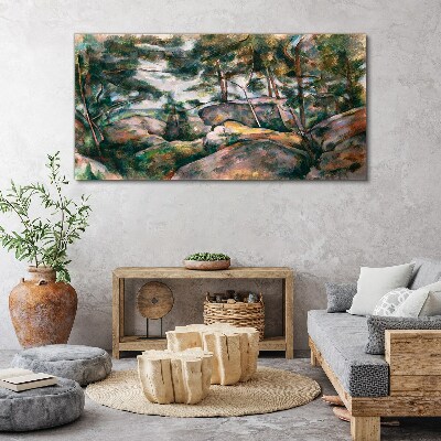 Tablou canvas Un peisaj pietros printre copaci
