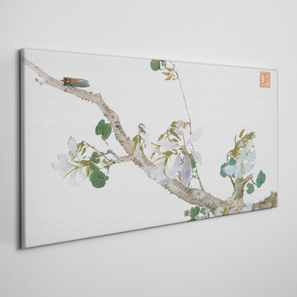 Tablou canvas Ramura de flori cu cicada
