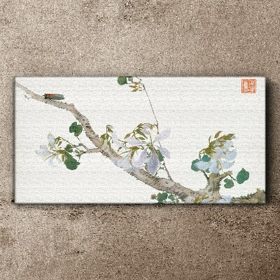 Tablou canvas Ramura de flori cu cicada