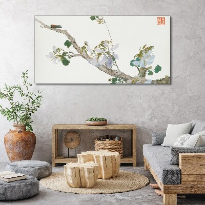 Tablou canvas Ramura de flori cu cicada