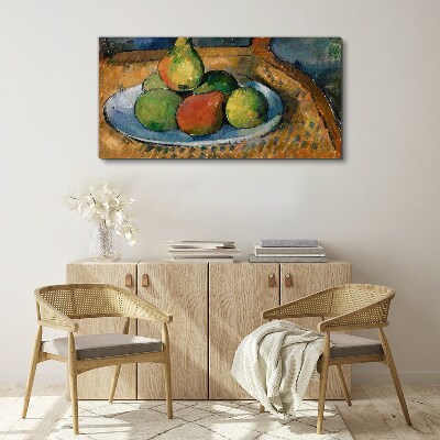 Tablou canvas O farfurie cu fructe pe un scaun