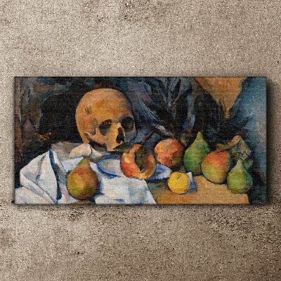 Tablou canvas Natura moartă cu craniu și fructe