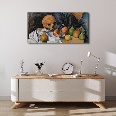 Tablou canvas Natura moartă cu craniu și fructe