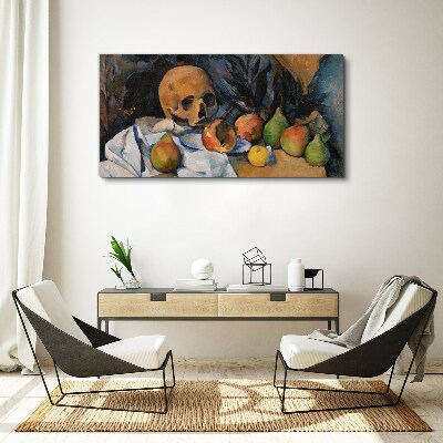 Tablou canvas Natura moartă cu craniu și fructe