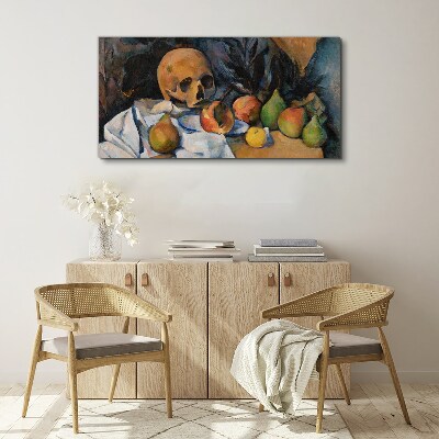 Tablou canvas Natura moartă cu craniu și fructe