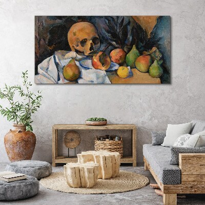 Tablou canvas Natura moartă cu craniu și fructe