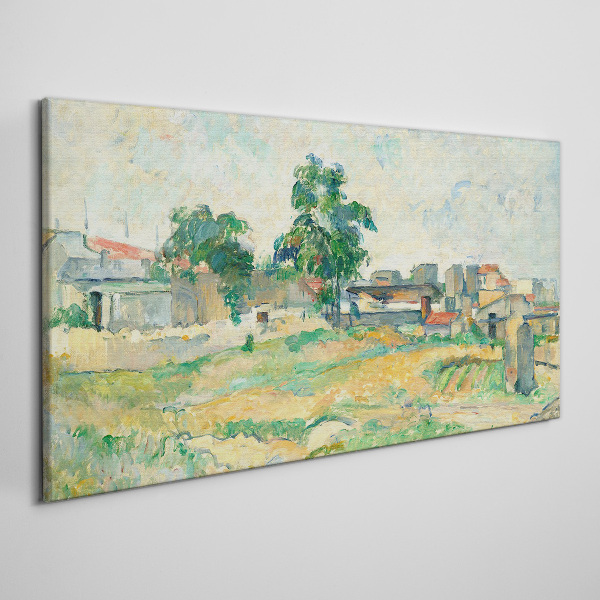 Tablou canvas Peisaj cu un copac și clădiri