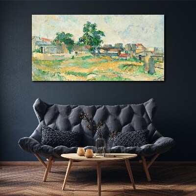 Tablou canvas Peisaj cu un copac și clădiri