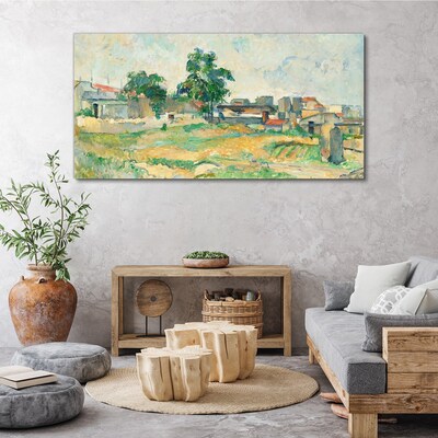 Tablou canvas Peisaj cu un copac și clădiri