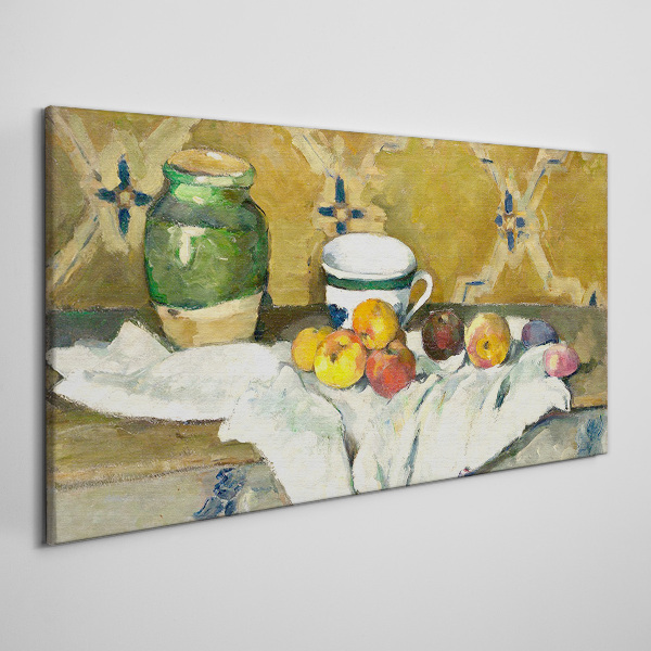 Tablou canvas Masa de fructe cu borcan verde