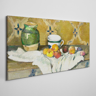 Tablou canvas Masa de fructe cu borcan verde