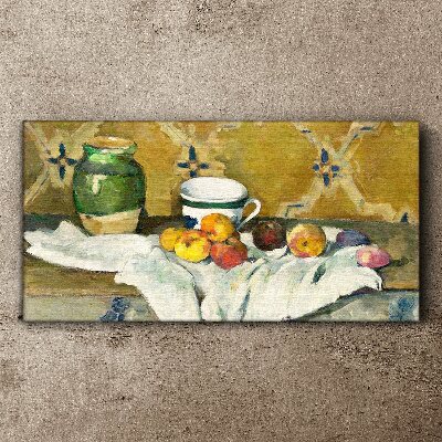 Tablou canvas Masa de fructe cu borcan verde