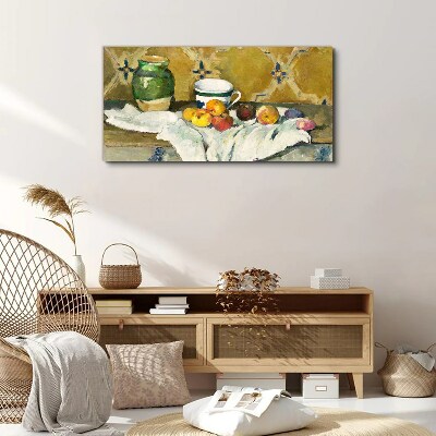 Tablou canvas Masa de fructe cu borcan verde