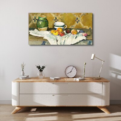 Tablou canvas Masa de fructe cu borcan verde