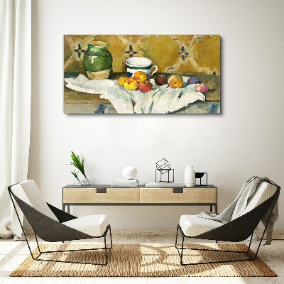 Tablou canvas Masa de fructe cu borcan verde