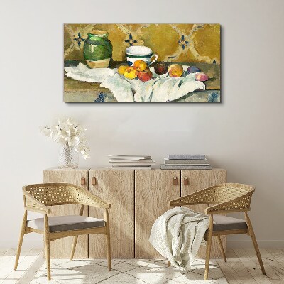 Tablou canvas Masa de fructe cu borcan verde