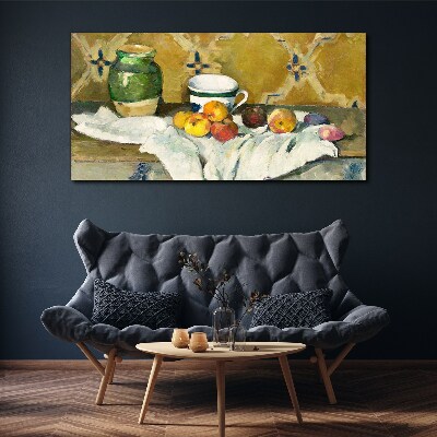 Tablou canvas Masa de fructe cu borcan verde