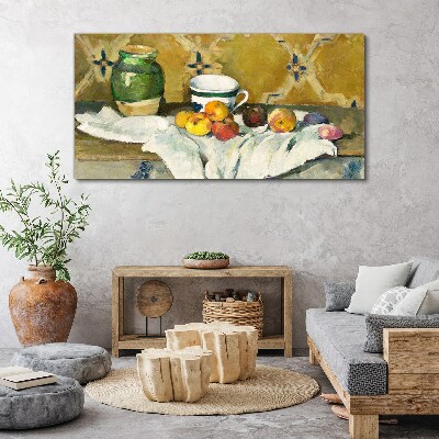 Tablou canvas Masa de fructe cu borcan verde