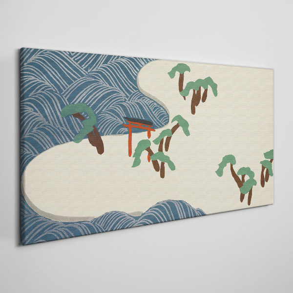 Tablou canvas Valuri calme cu poarta torii