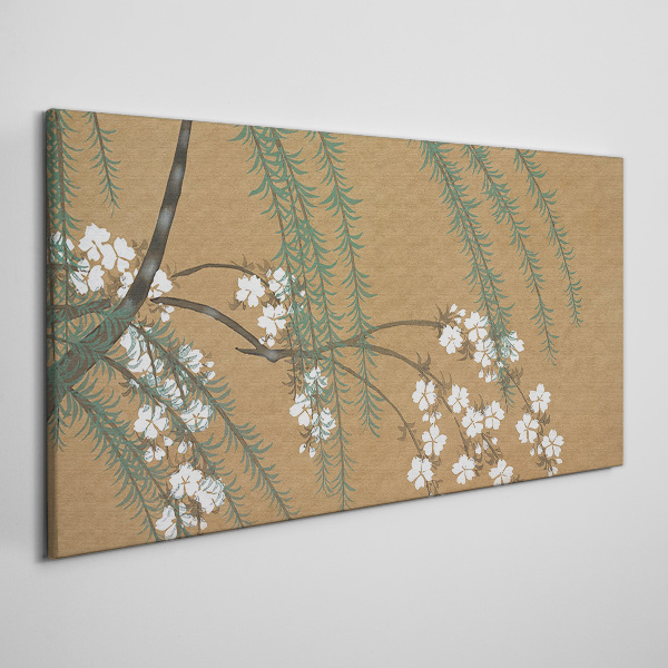 Tablou canvas Ramuri de flori pe fond maro