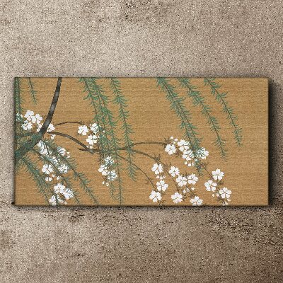 Tablou canvas Ramuri de flori pe fond maro