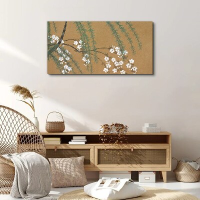 Tablou canvas Ramuri de flori pe fond maro