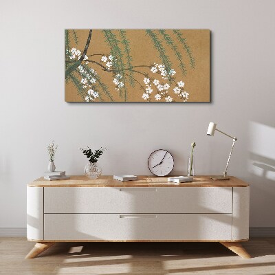 Tablou canvas Ramuri de flori pe fond maro