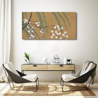 Tablou canvas Ramuri de flori pe fond maro