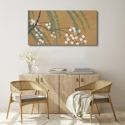 Tablou canvas Ramuri de flori pe fond maro