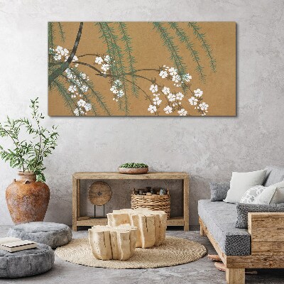 Tablou canvas Ramuri de flori pe fond maro