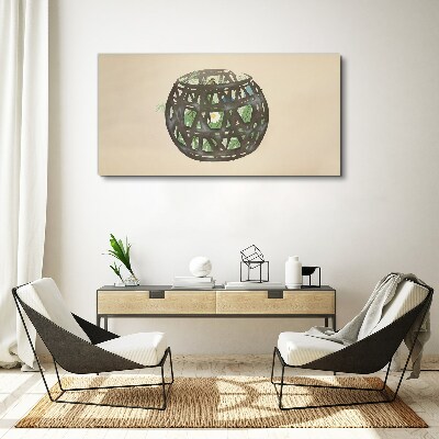 Tablou canvas Coș de răchită cu verdeață