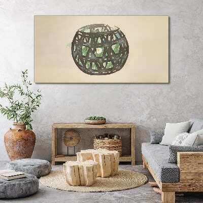 Tablou canvas Coș de răchită cu verdeață